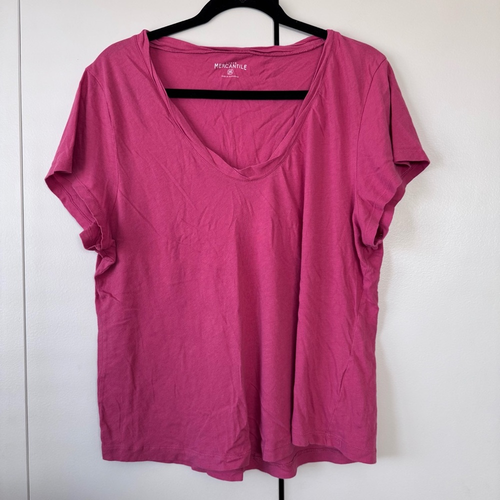 J. Crew Fuchsia Short Sleeve V-Neck Tee